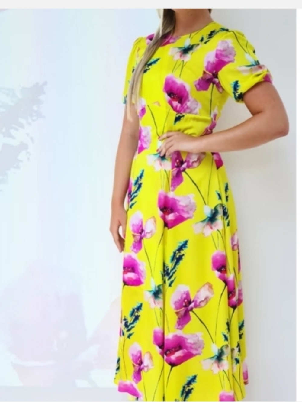 Mellaris S12 Yellow Floral Vibrant Summer Spring Dress Casual Chic Resort